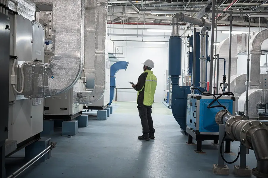 A commercial mechanical room